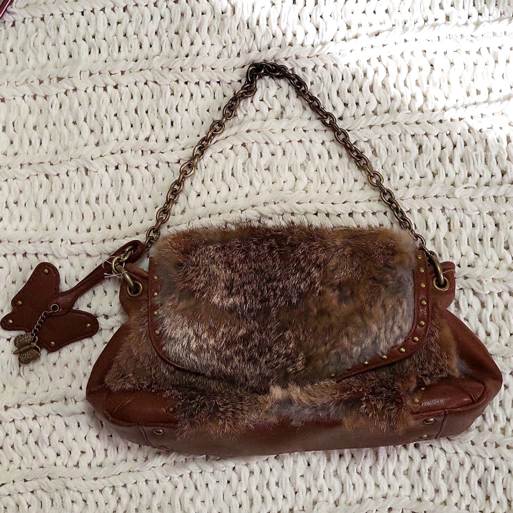 Gianni Bini Brown Faux Fur Mini Bag